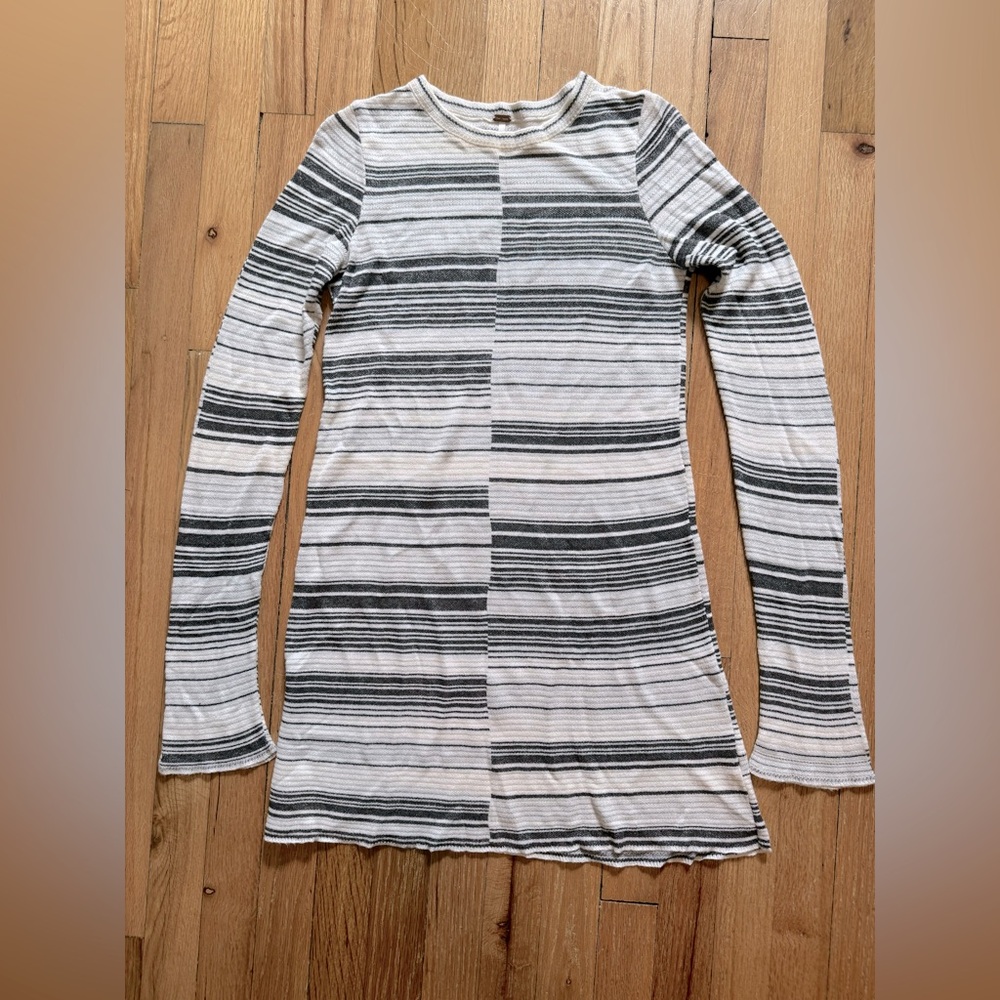 Free People | Rave On | White and Grey | Long Sleeve Sweater Dress
